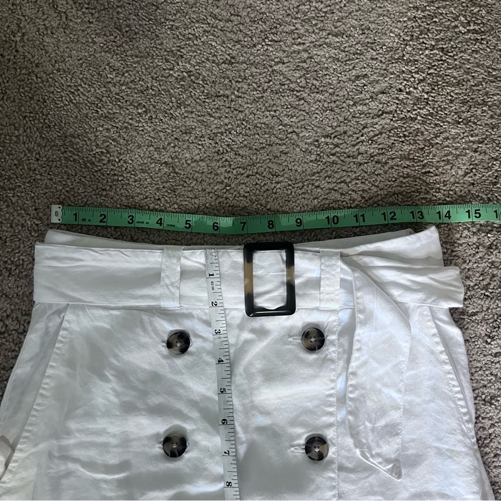 Club Monaco White Linen Blend Midi Skirt with Belt - Picture 5 of 10